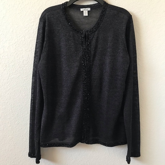 Arden B Black Beaded Long Sleeves Cardigan Size M - Picture 1 of 16
